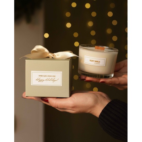 Новорічний подарунок. Синій раунд із свічкою та медовою пастою, 25 × 9 см Новорічний подарунок. Синій раунд із свічкою та медовою пастою, 25 × 9 см